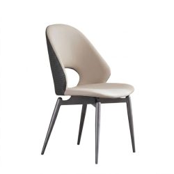   Moderná ergonomická jedálenská stolička – béžová a vzorovaná sivá MES-01