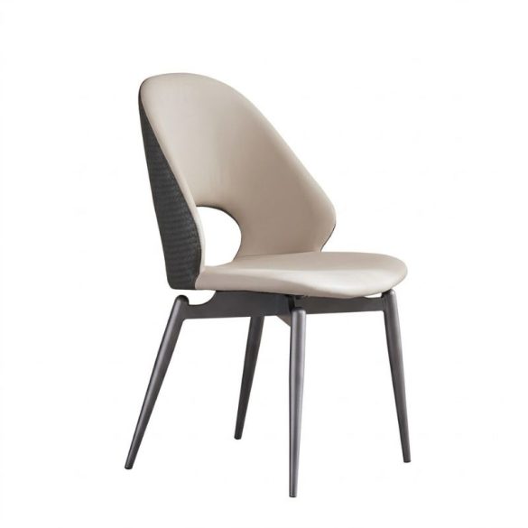 Moderná ergonomická jedálenská stolička – béžová a vzorovaná sivá MES-01
