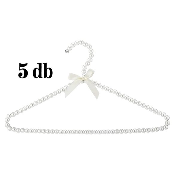 5 ks Vešiak na šaty s mašľou a perličkami v protisklzovom vyhotovení MF3070042-2