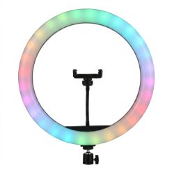  14-palcové kruhové RGB LED svietidlo s držiakom na telefón – 15 W MJ-36