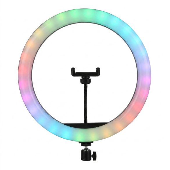 14-palcové kruhové RGB LED svietidlo s držiakom na telefón – 15 W MJ-36