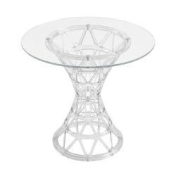 Moderný okrúhly stôl s priehľadnou podnožou MKA-01