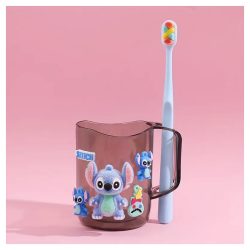   Plastový set zubnej kefky a pohára Disney Stitch a Angel modrý MM1969792-K