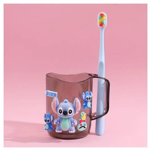 Plastový set zubnej kefky a pohára Disney Stitch a Angel modrý MM1969792-K