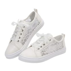 Dámske športové topánky s čipkou, biele MM2096352