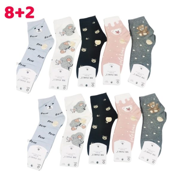 8+2 Dámske ponožky - Medvedí vzor 38-41 MP3513-3