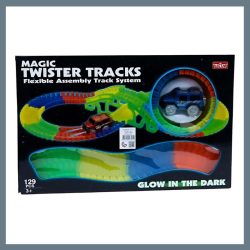   Magic Twister Tracks – Ohybná svietiaca autodráha, 129-dielna sada MTT1