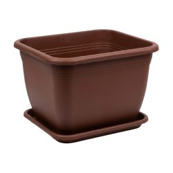 Plastový kvetináč s podložkou v hnedom vyhotovení MVCS2