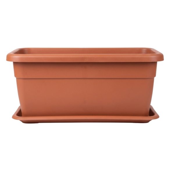 Plastový kvetináč s podložkou v klasickom hnedom vyhotovení MVCS3