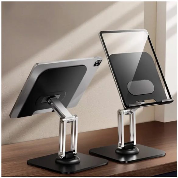 Stojan na stolný telefón a tablet, skladací, výškovo nastaviteľný, čierny MX490592-b