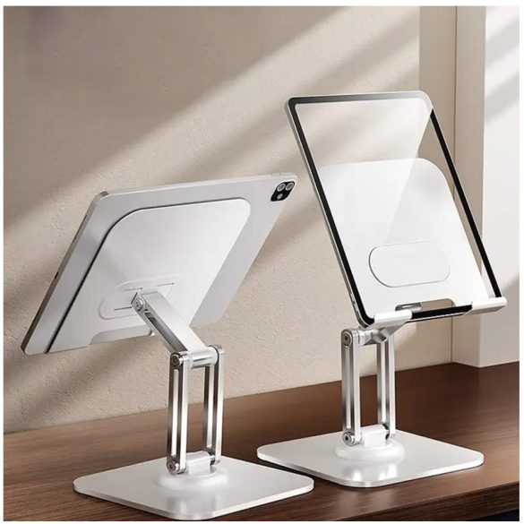 Stojan na stolný telefón a tablet, skladací, výškovo nastaviteľný, biely MX490592-w