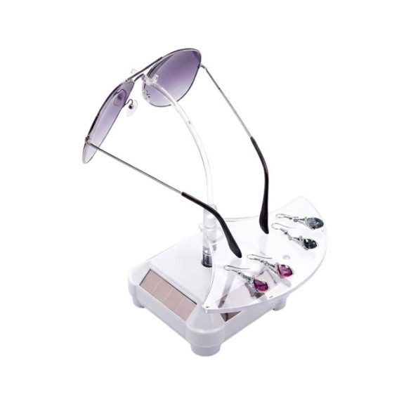 Stojan na slnečné okuliare a šperky s rotáciou a solárnym napájaním NEA01