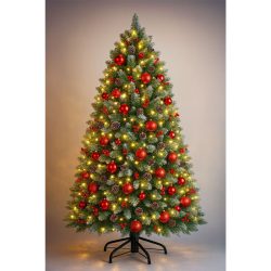   Umelý smrek so snehovým efektom, šiškami a červenými bobuľami, 180 cm NG474473-180