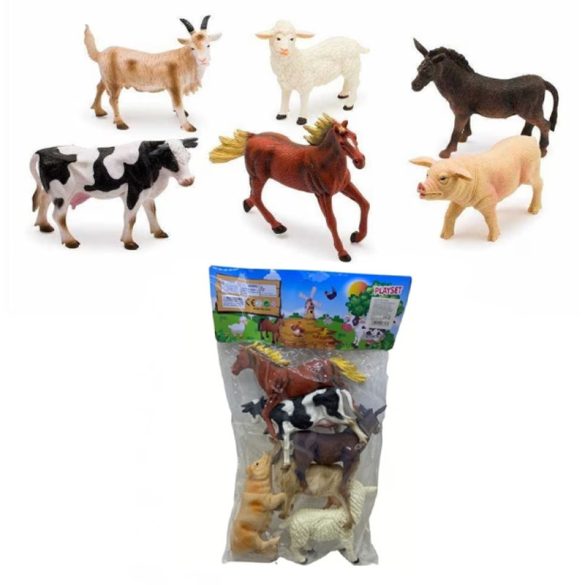 6 ks realistické domáce zvieratá pestré 18 až 20 cm NG8-20