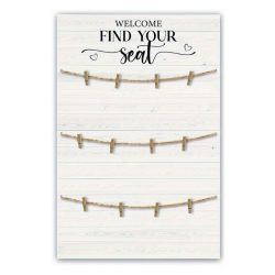   Svadobná tabuľka s usporiadaním miest s klipmi 30×45 cm NJ5111150