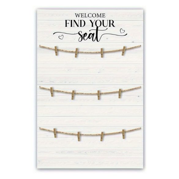 Svadobná tabuľka s usporiadaním miest s klipmi 30×45 cm NJ5111150