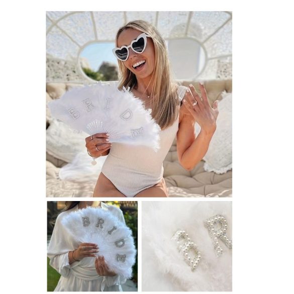 Svadobný pierkový vejár s nápisom BRIDE NK2812368