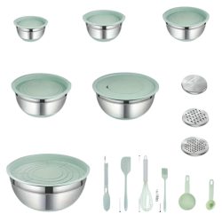   29-dielna sada misiek na miešanie – mentolovo zelené viečka a kuchynské doplnky NV162934