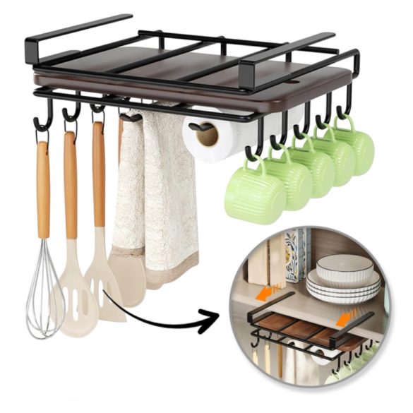 Kuchynská organizérska polica s háčikmi na zavesenie pod skrinku OR116CZ