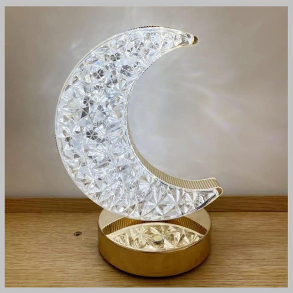 Křišťálová půlměsícová RGB LED lampa 14 x 18 cm PC-8208
