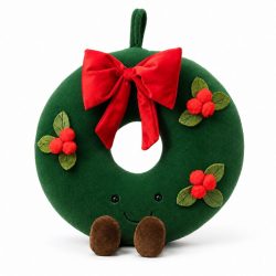   Vianočný dekoratívny vankúš v tvare venca s mašľou – 45 cm PDS18