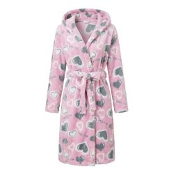 Živý ružový vzor srdiečok Dámske župany PH3539876-R