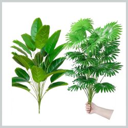   Sada umelých rastlín – 2 ks extra vysokých tropických listových kytíc (83 cm, 48 listov) – PJ2686249