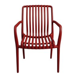 Paris jasne červená plastová záhradná stolička PK-04