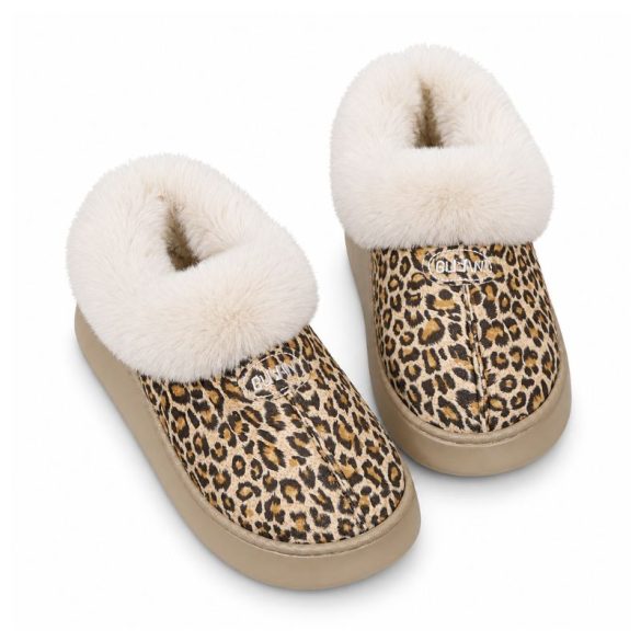 Zosilnené, teplé, nízke párové plyšové domáce papuče pre mužov a ženy s leopardím vzorom PK646704-2