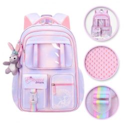   Školský batoh RAINBOW „Sweet“ s univerzálnymi vreckami a plyšovou hračkou – PL159FIO