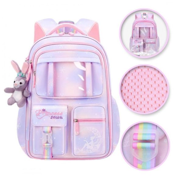 Školský batoh RAINBOW „Sweet“ s univerzálnymi vreckami a plyšovou hračkou – PL159FIO