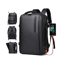   Vodotesný cestovný batoh s USB portom – príručná batožina do lietadla – čierny PL182