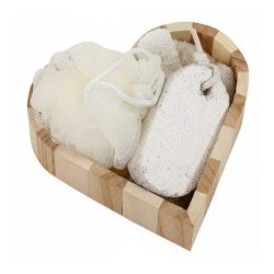   Prírodná wellness kúpeľová sada v drevenej krabičke v tvare srdca PL92758-2