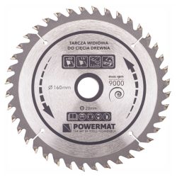   Kruhový pílový kotúč Powermat s karbidovými zubami na drevo – 160 mm, 40 zubov PM0879
