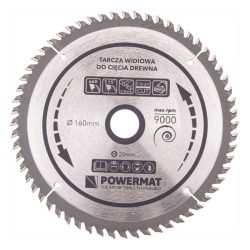   Kotúčová píla Powermat s karbidovými zubami – 160 mm, 60 zubov PM0881