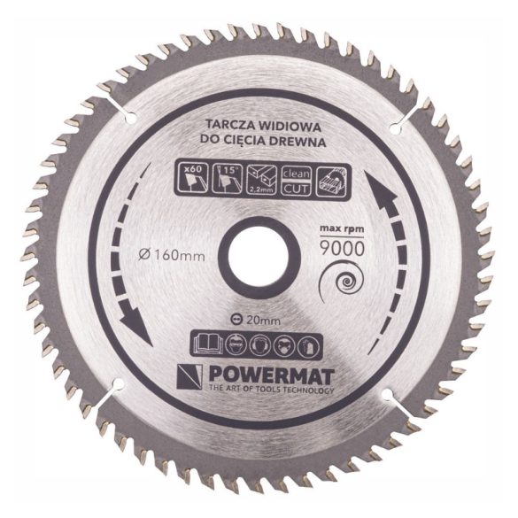 Kotúčová píla Powermat s karbidovými zubami – 160 mm, 60 zubov PM0881