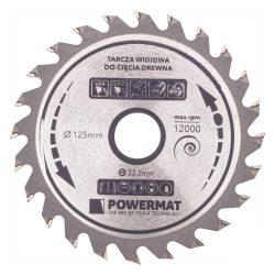   Powermat kotúčová píla s karbidovými zubami na drevo – 125 mm, 24 zubov PM0894