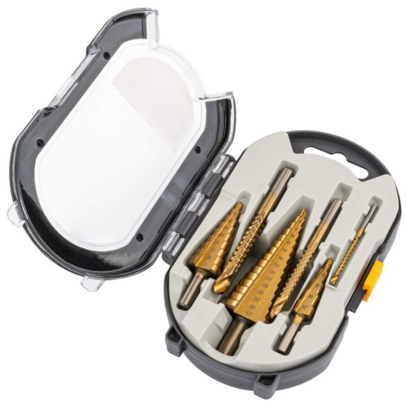 6-dielna sada stupňovitých a frézovacích vrtákov HSS – 4–32 mm PM1458