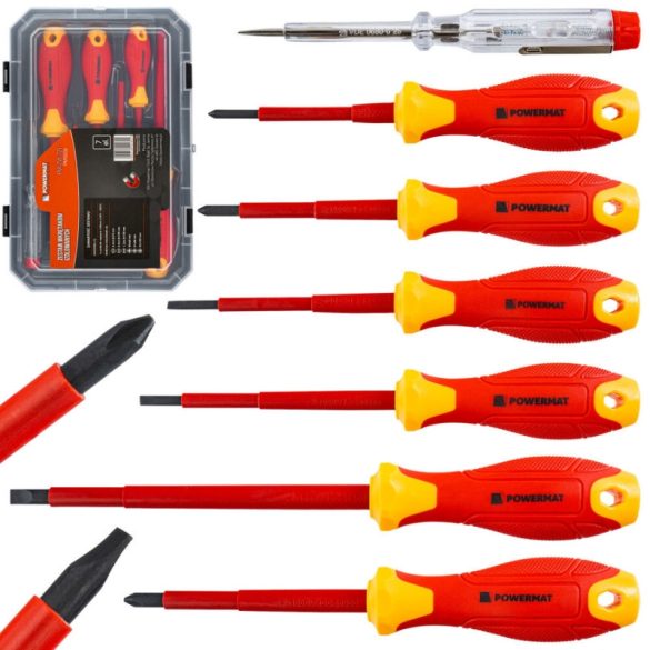 Sada izolovaných elektromontážnych skrutkovačov POWERMAT – 7-dielna PM1606