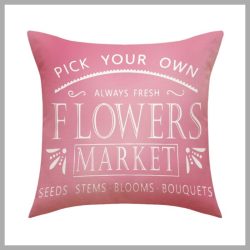   Obliečka na vankúš 45 x 45 cm s nápisom "FLOWERS MARKET" POD159