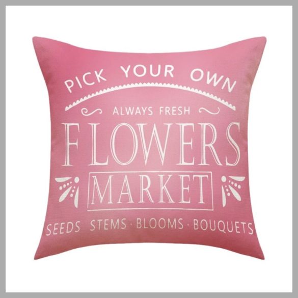Obliečka na vankúš 45 x 45 cm s nápisom "FLOWERS MARKET" POD159