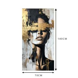   Moderný abstraktný obraz na plátne s ženskou tvárou (140 x 70 cm) PT9598845