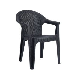  Anadolu 3D ratanová plastová záhradná stolička – antracitová PVC-RAT-02