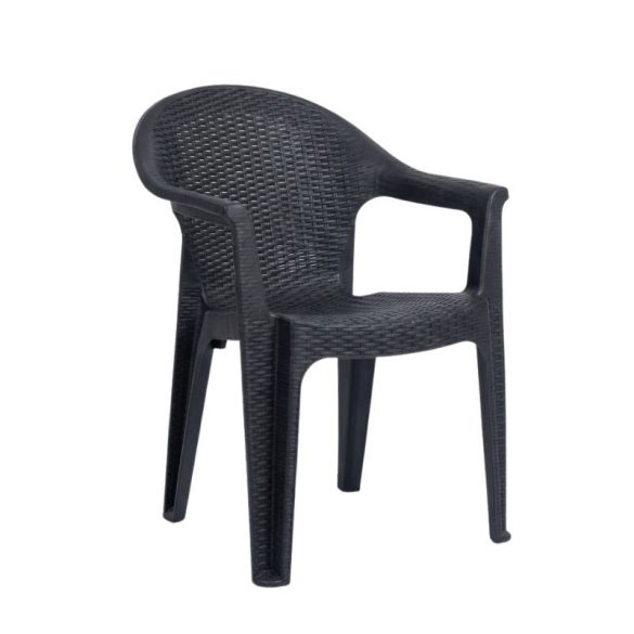 Anadolu 3D ratanová plastová záhradná stolička – antracitová PVC-RAT-02