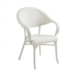   Plastové kreslo Anadolu 3D s ratanovým vzorom – biele PVC-RAT-03