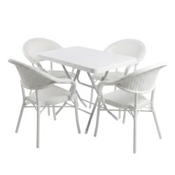   Záhradná súprava Anadolu 3D s ratanovým vzorom – biela PVC-RAT-04