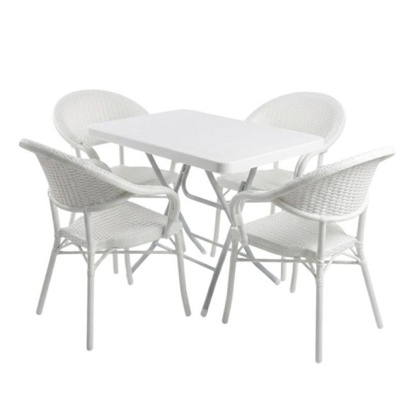 Záhradná súprava Anadolu 3D s ratanovým vzorom – biela PVC-RAT-04