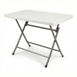   Záhradný jedálenský stôl Anadolu 3D Rattan – biely PVC-RAT-06