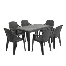   Záhradná súprava Anadolu 3D Rattan – 6 kresiel + 1 jedálenský stôl PVC-RAT-09