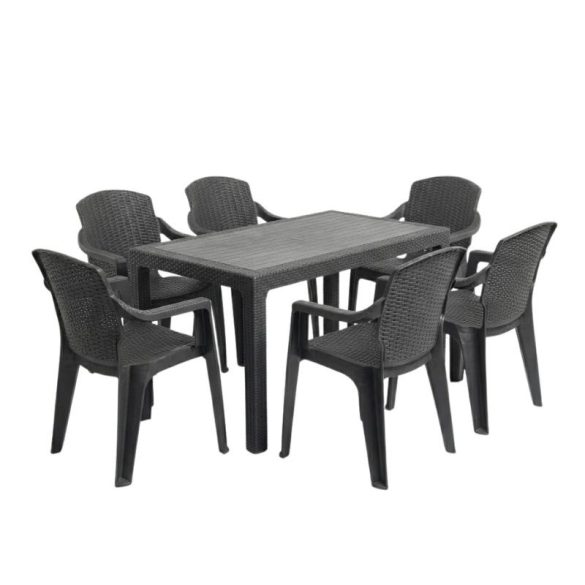 Záhradná súprava Anadolu 3D Rattan – 6 kresiel + 1 jedálenský stôl PVC-RAT-09
